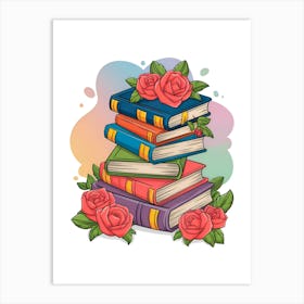 Roses On Books 4 Art Print