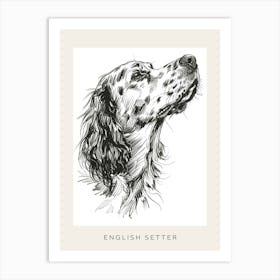 English Setter Dog Line Sketch 3 Poster Art Print