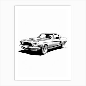 Ford Mustang Line Drawing 28 Art Print