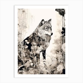 Honshu Wolf Vintage Painting 1 Art Print