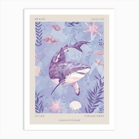 Purple Cookiecutter Shark Illustration 4 Poster Art Print