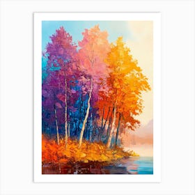 Autumn Trees By The Lake Art Print