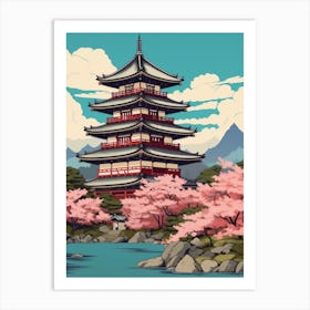 Matsumoto Castle, Japan Vintage Travel Art 4 Art Print