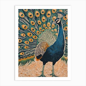 Blue Mustard Peacock On The Path 1 Art Print