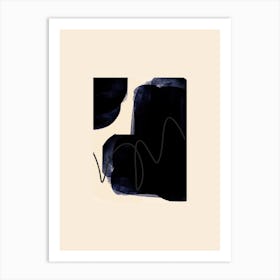 Black And Cream Abstract 2 Art Print