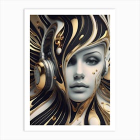 Woman With Headphones 49 Art Print