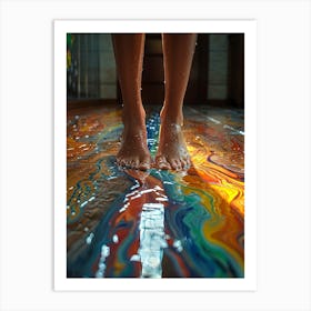 Person Standing On A Colorful Floor Art Print