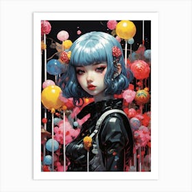 Cyberpunk Lollipop Girl Art Print