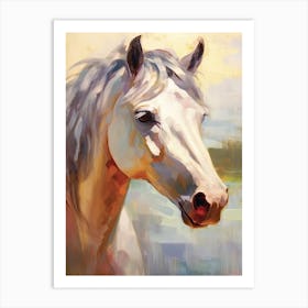 White Horse Head Painting Close Up Art Print