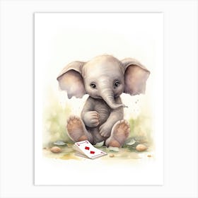 Elephant Painting Board Gaming Watercolour 1 Art Print