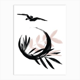 Delicate Floral Moon Art Print