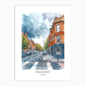 Hackney London Borough   Street Watercolour 1 Poster Art Print