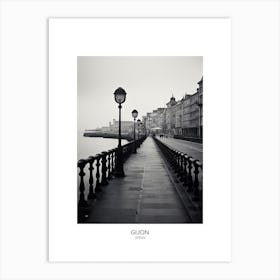 Poster Of Gijon, Spain, Black And White Analogue Photography 1 Art Print