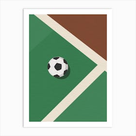 Vintage minimal art Soccer Ball On The Field Art Print