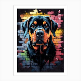 Aesthetic Rottweiler Dog Puppy Brick Wall Graffiti Artwork 1 Art Print