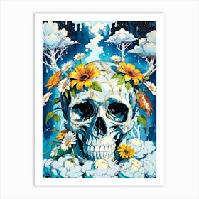 Surrealist Floral Skull Painting (48) Art Print
