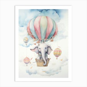 Baby Elephant 3 In A Hot Air Balloon Art Print