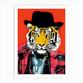 Stylish tiger in a hat Art Print