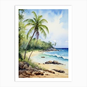 Watercolor Of A Tropical Beach 2 Art Print