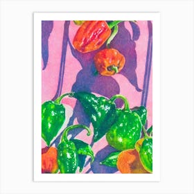 Serrano Pepper Risograph Retro Poster vegetable Art Print
