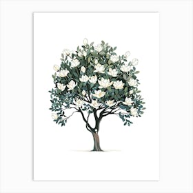 Magnolia Tree Pixel Illustration 3 Art Print