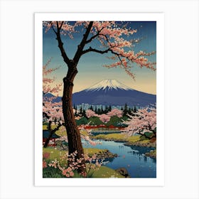 Cherry Blossoms In Fuji Art Print