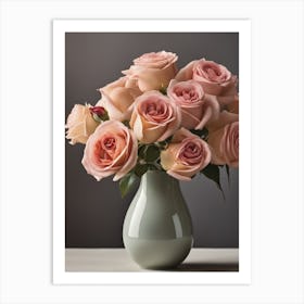 A Vase Of Pink Roses 108 Art Print