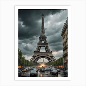 Storm Clouds Over The Eiffel Tower Art Print