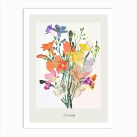 Freesia 1 Collage Flower Bouquet Poster Art Print