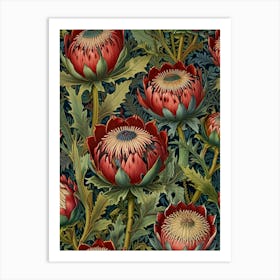 William Morris Red Proteas Art Print