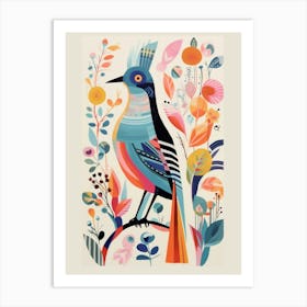 Colourful Scandi Bird Cuckoo 1 Art Print