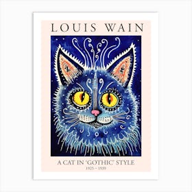 Louis Wain, A Cat In Gothic Style, Blue Cat Poster 11 Art Print