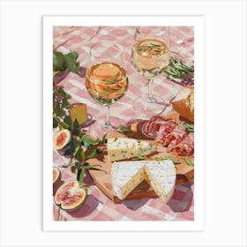 Pink Breakfast Food Cheese And Charcuterie Board 2 Art Print