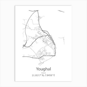 Youghal,Ireland Minimalist Map Art Print