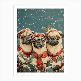 Christmas Pugs 20 Art Print