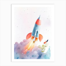 Rocket Gouache Space Art Print