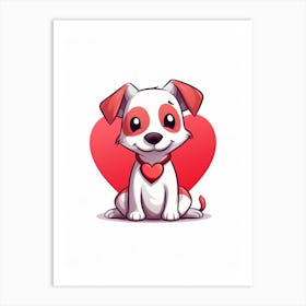 Cute Dog Heart Cartoon 3 Art Print