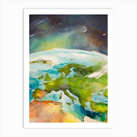 Distant View Of Earth As Seen From Space Art Print