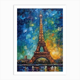 Eiffel Tower Paris France Vincent Van Gogh Style 12 Art Print