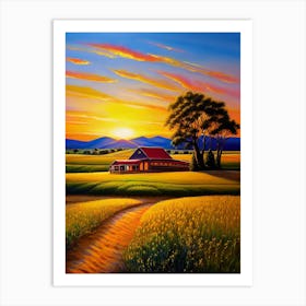 Sunset In The Field 2 Art Print