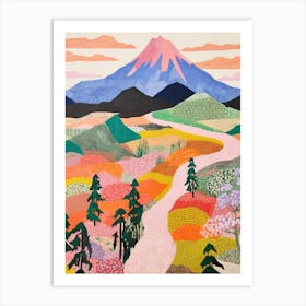 Mount Fuji Japan 5 Colourful Mountain Illustration Art Print