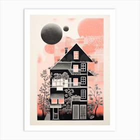 A House In Kyoto, Abstract Risograph Style 1 Art Print