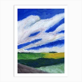 Rapeseed Field - landscape blye yellow green vertical nature sky clouds Anton Maliar painting Art Print