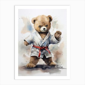 Taekwondo Teddy Bear Painting Watercolour 2 Art Print