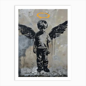 A Little Boy With A Wings Angle Banksy Art Art Print