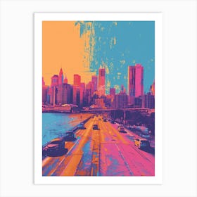 Long Island City New York Colourful Silkscreen Illustration 4 Art Print