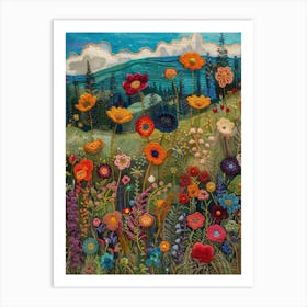 Wild Flowers Knitted In Crochet 7 Art Print