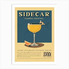 Sidecar Classic Cocktail Art Print