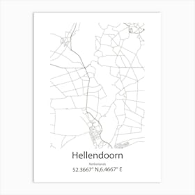 Hellendoorn,Netherlands Minimalist Map Art Print