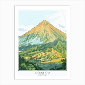Mount Apo Philippines Color Line Drawing 4 Poster Art Print